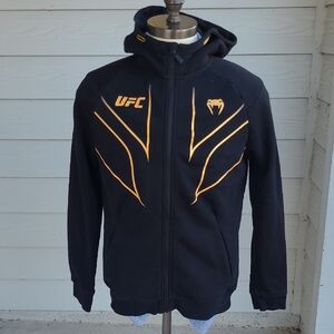 UFC VENUM Black Gold Free Palestine Cotton Blend Mens M Full Zip Sweater Jacket‎